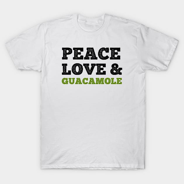 Funny Guacamole Gift - Peace Love Guacamole Vegan Avocado T-Shirt by NAMTO